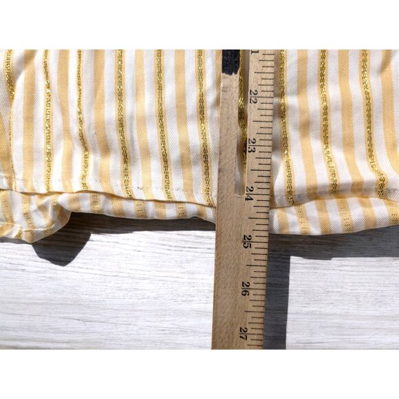 Adrienne Vittadini Shirt Plus Size XXX 3X Short Sleeve Metallic Gold Striped Top - Picture 7 of 10